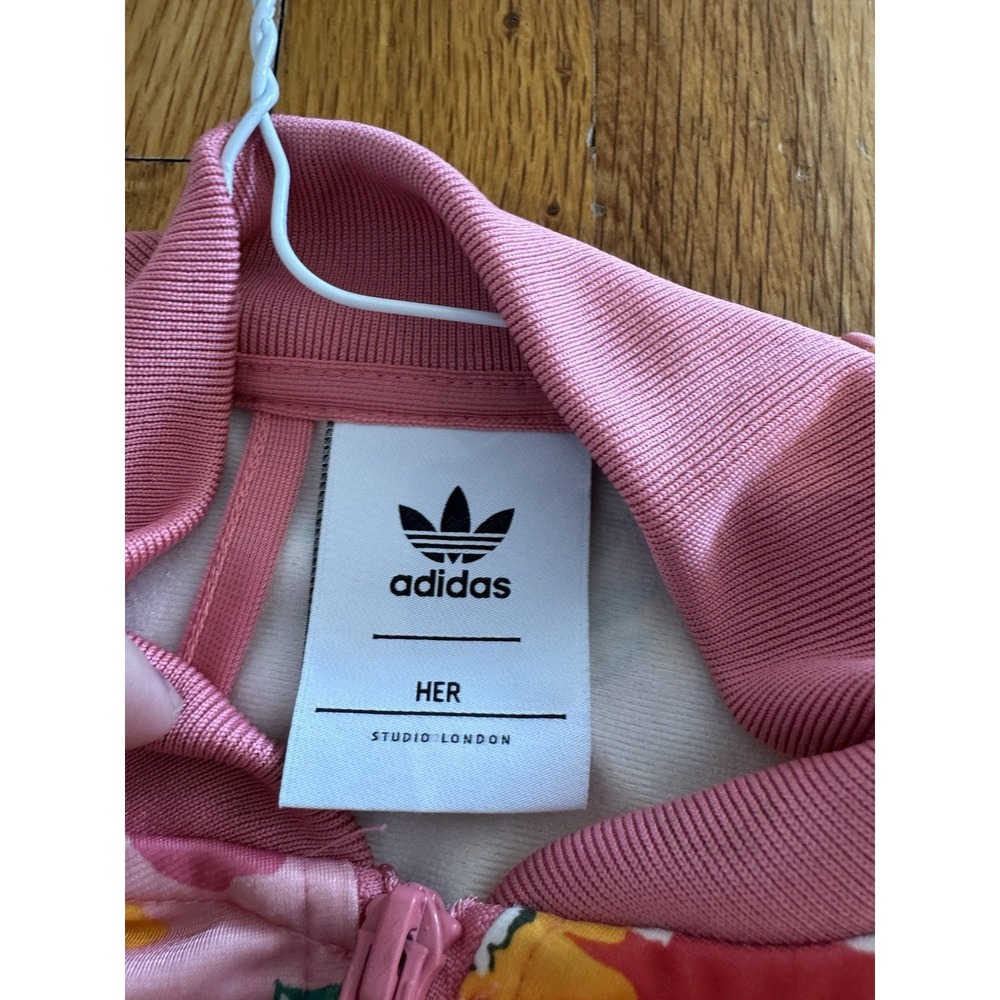 Adidas HER Studio London Track Jacket Pink Green Floral Full-Zip Youth M 11-12Y - Picture 13 of 15